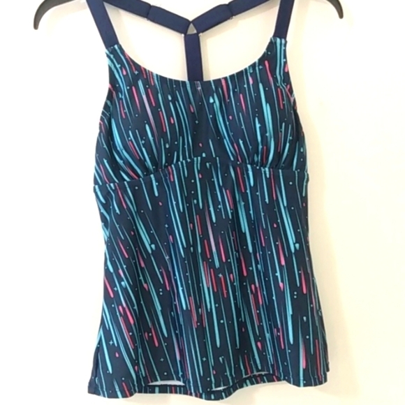 NAVY & PINK RACERBACK TANKINI SWIM TOP SIZE MEDIUM NWOT - Picture 6 of 7
